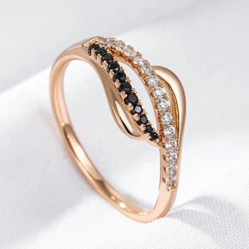 Latest Fashion Gothic Ring For Women with 14K Filled Rose Gold With Black White AAA Zircon Diamonds Trendy Jewellery